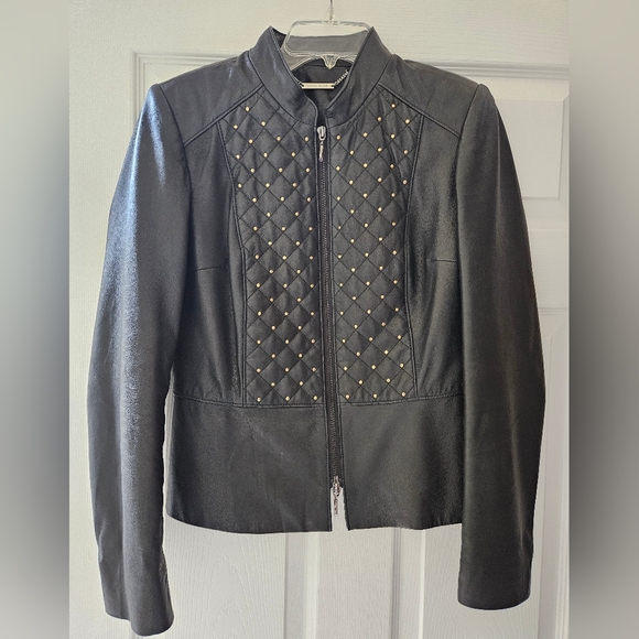 White House Black Market black leather jacket size S